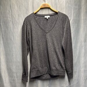 Aritzia Community Gray V-Neck Long Sleeve Top size XS